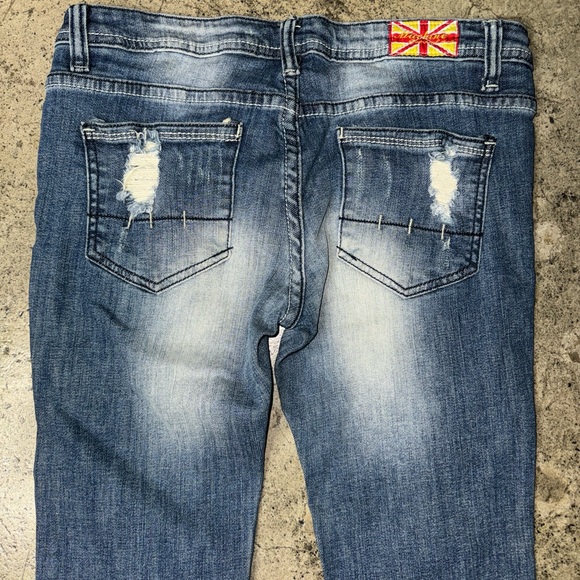 Y2K Mcbling boot cut distressed jeans size 9 - Picture 6 of 8